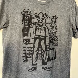Gray Graphic T-Shirt with Cowboy Design